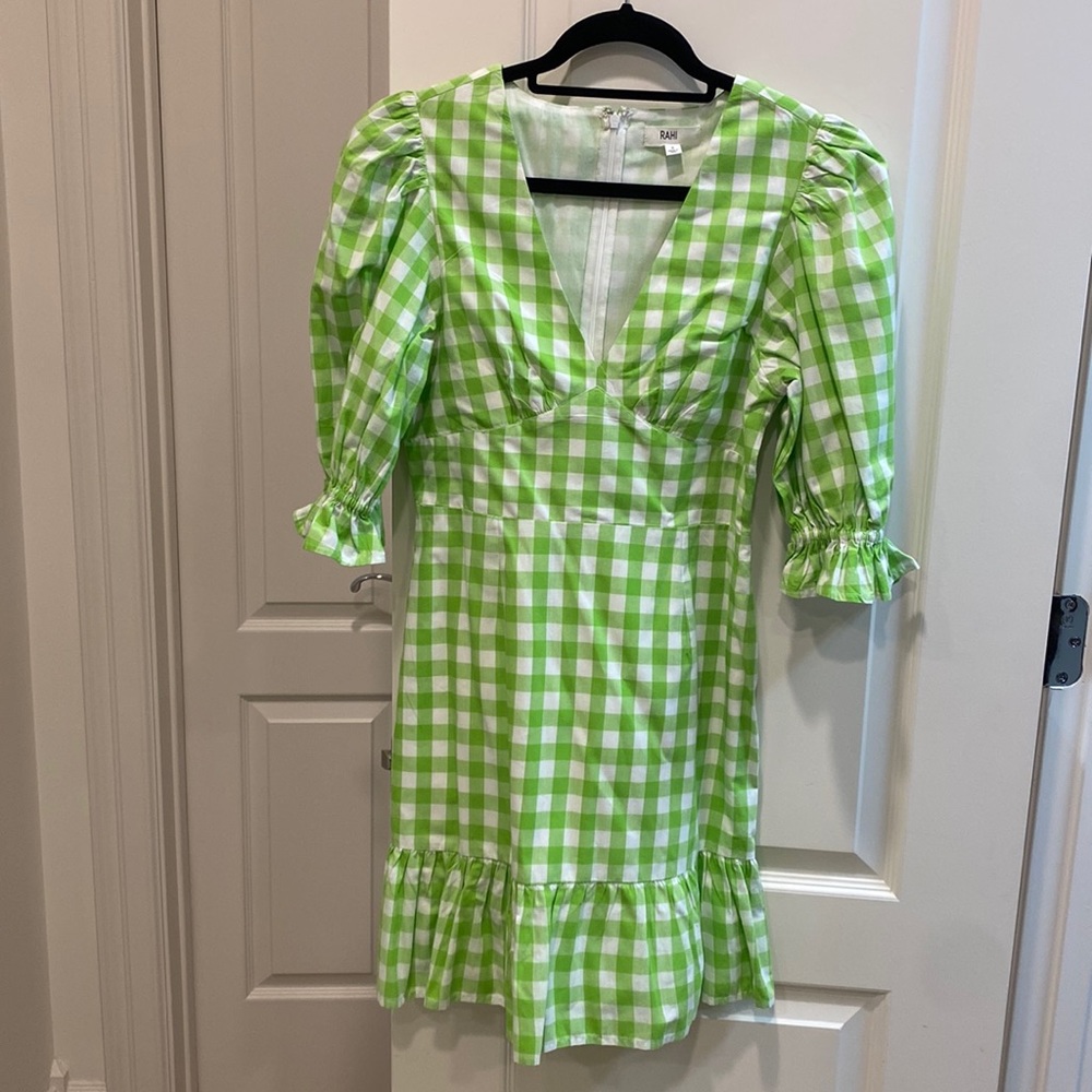 Rahi Green Gingham Mini Dress
